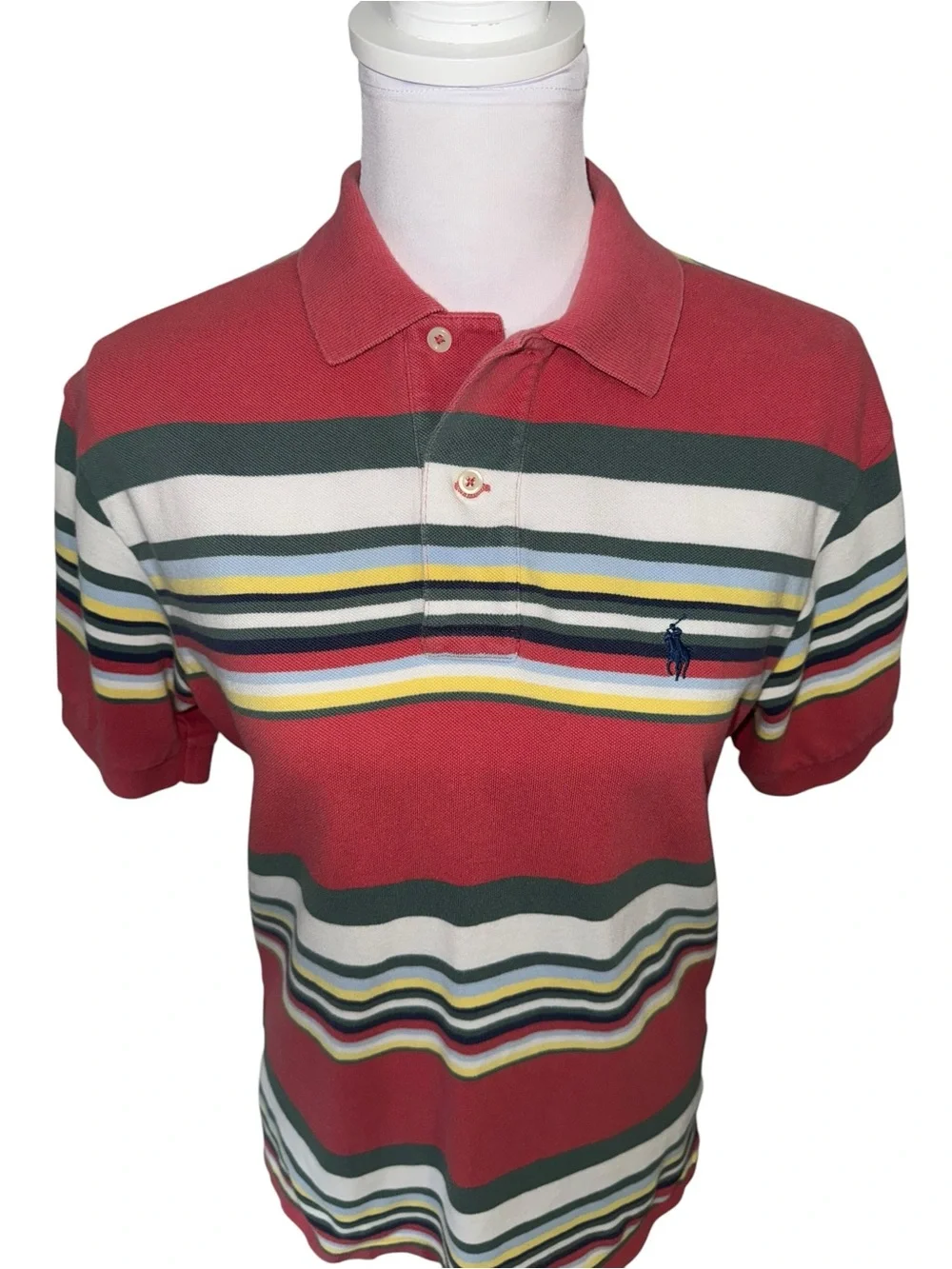 Vintage Polo Ralph Lauren Striped Polo Shirt Mens Small Multicolor 100% Cotton